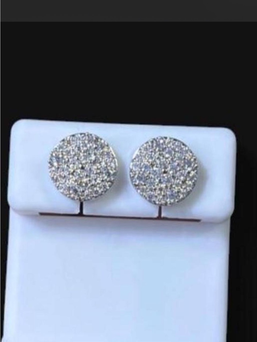Silver Sparkle Round Pave Stud Earrings - Women Jewelry